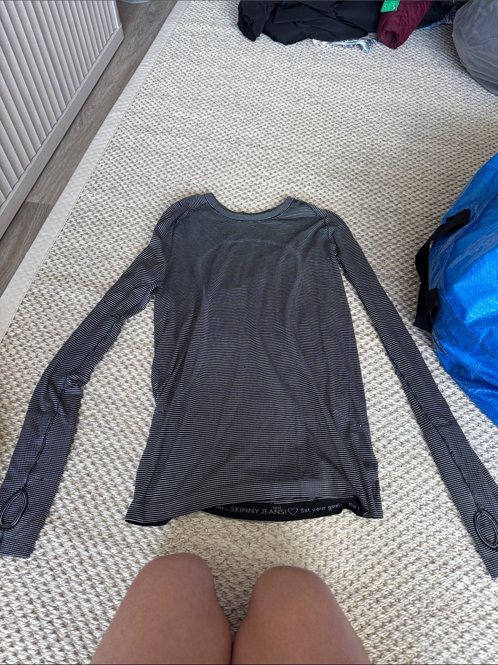 lululemon athletica Black Long Sleeve Striped Performance Top
